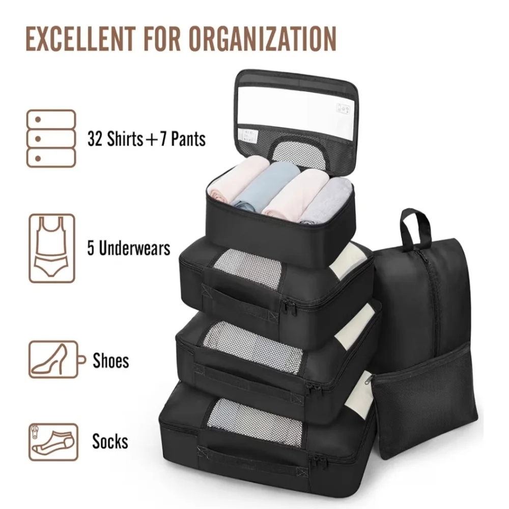 Black Travel Organizer Set